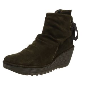 Fly London Yama Boots In Sludge Suede